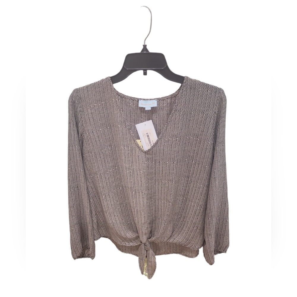 Mint Long Sleeve Tie Front Blouse